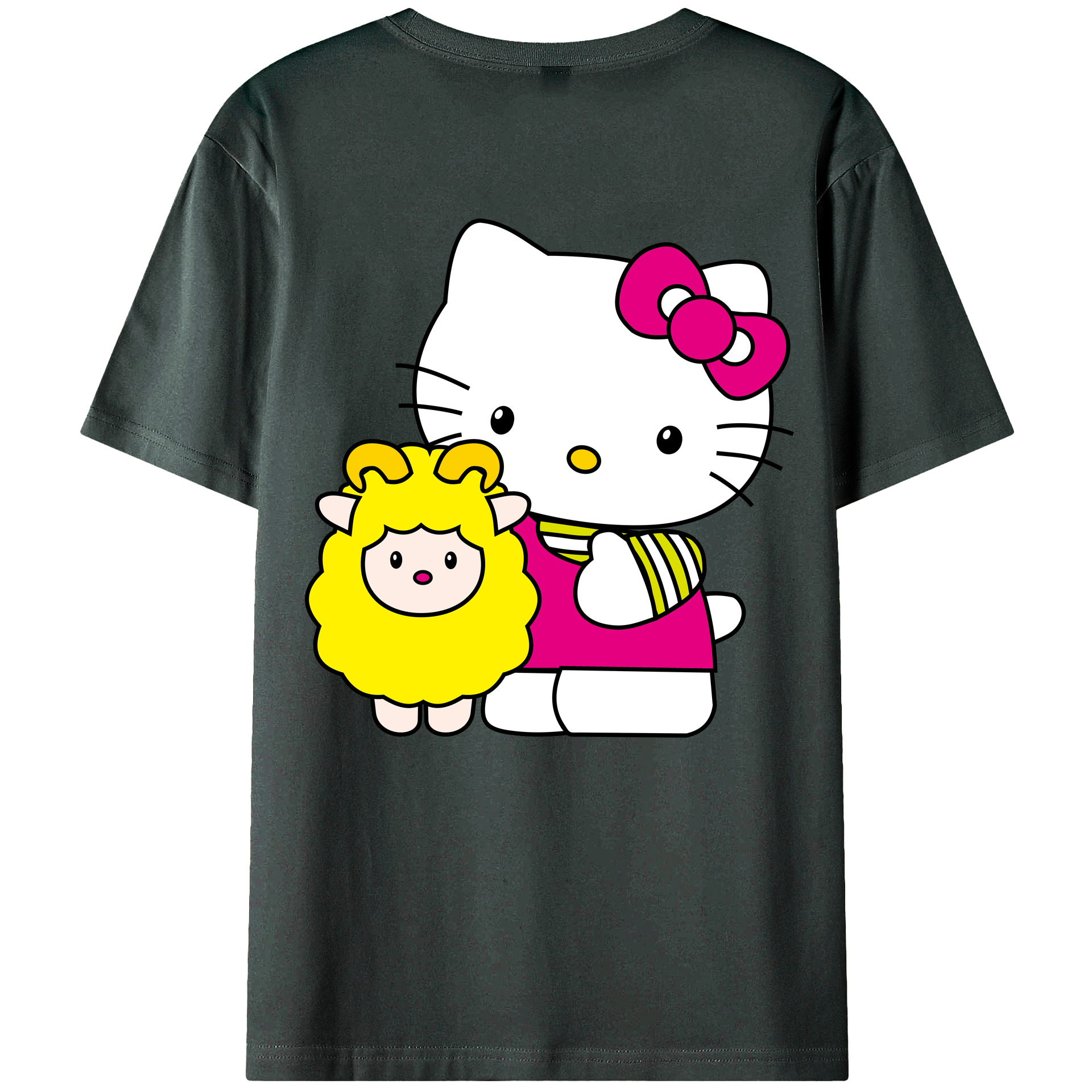 （画像用） Hello Kitty ハローキティ 綿100％ メンズ半袖Tシャツ（バックプリント） 通気性